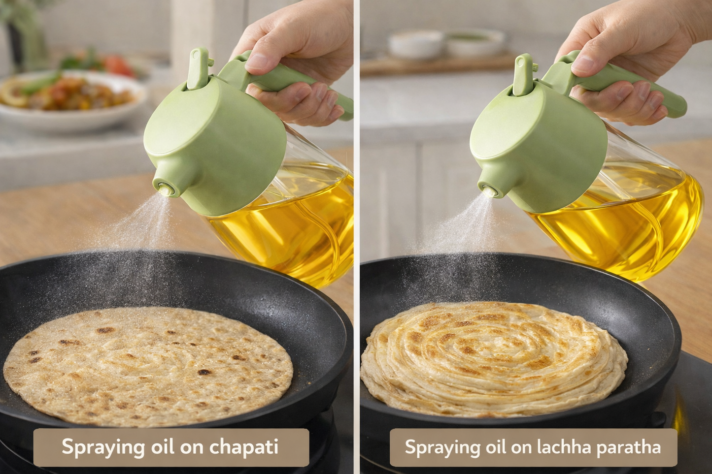 2-in-1 500ml Glass Oil Dispenser Bottle for Kitchen – Spray & Pour | Leakproof | Perfect for Air Fryer, BBQ, Dosa & Salad