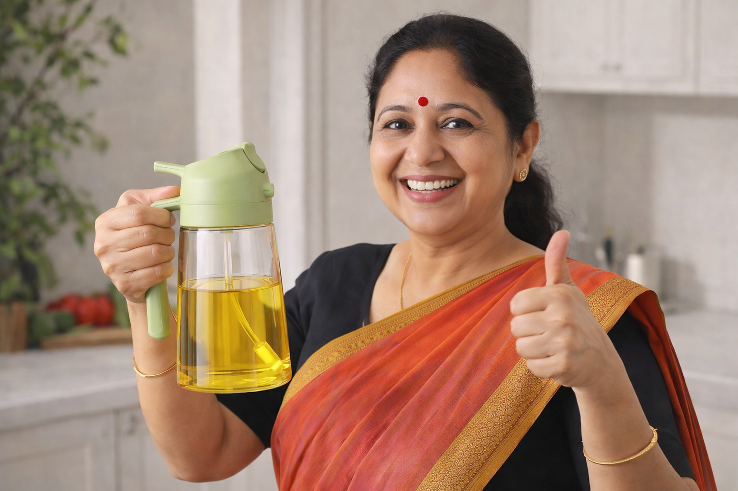 2-in-1 500ml Glass Oil Dispenser Bottle for Kitchen – Spray & Pour | Leakproof | Perfect for Air Fryer, BBQ, Dosa & Salad